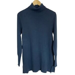 Soft Surroundings Sweater Womens Small S Blue Turtleneck Oversize Pullover